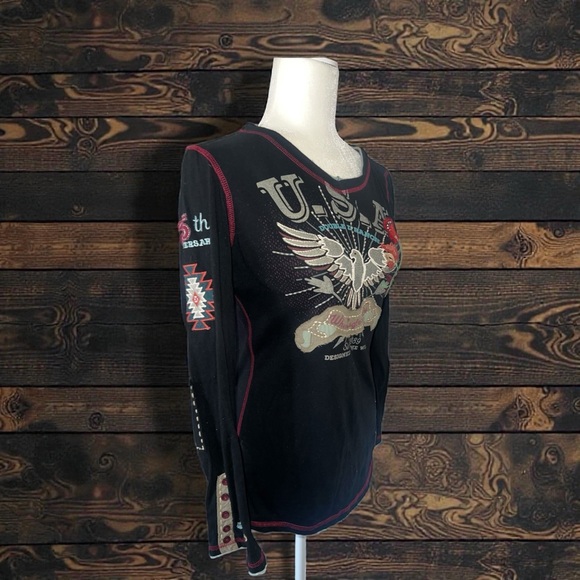 Double D Black Long Sleeve Graphic Top - Picture 3 of 14